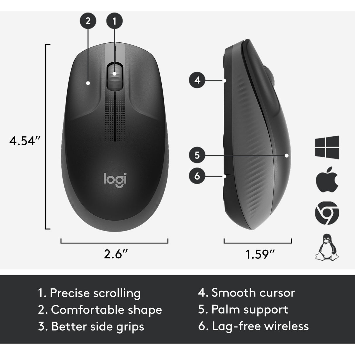 Logitech M190 Mouse wireless a grandezza naturale