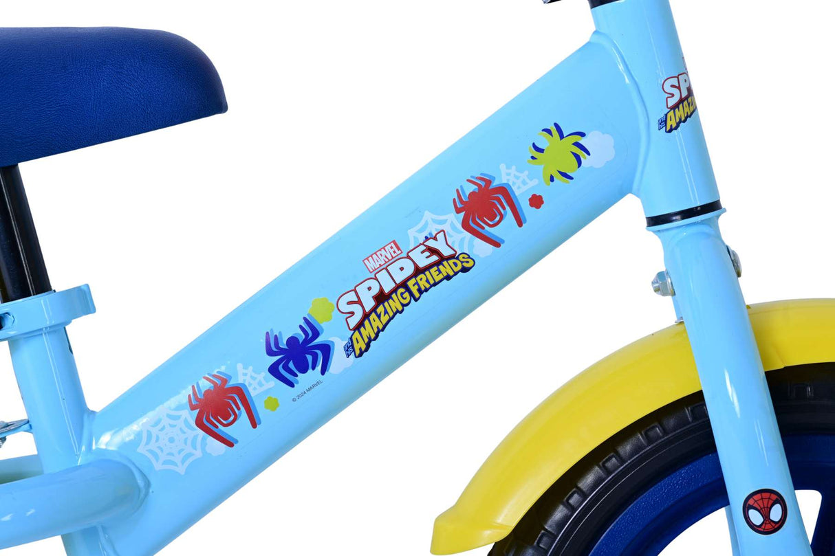 Spidey and a pair of spinning wheels with Spidey balance bike metal