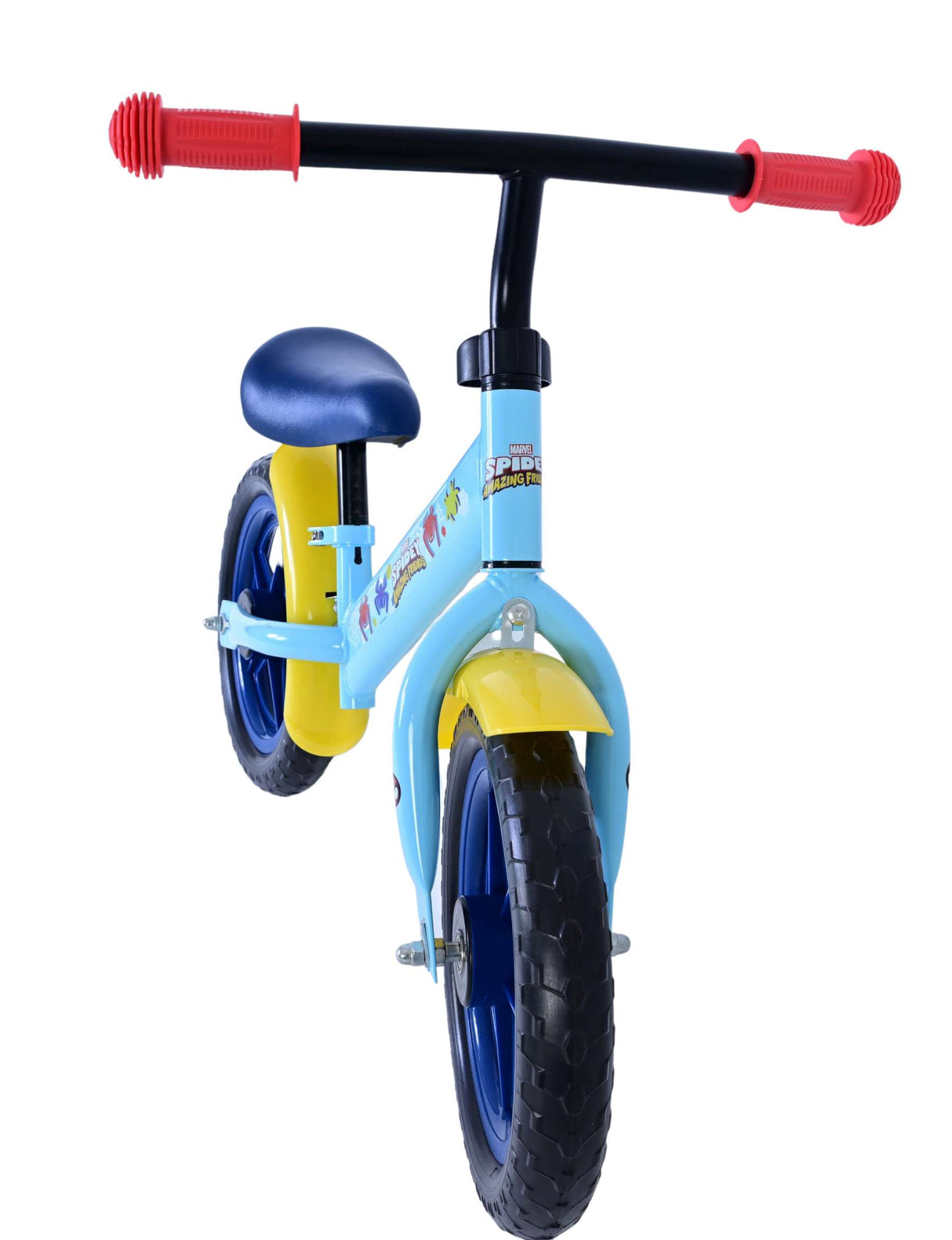 Spidey and a pair of spinning wheels with Spidey balance bike metal