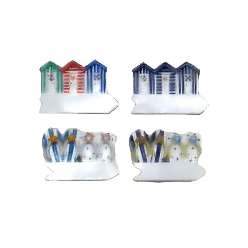 Spominki na morski plaži, 3D magneti, barvite koče na plaži