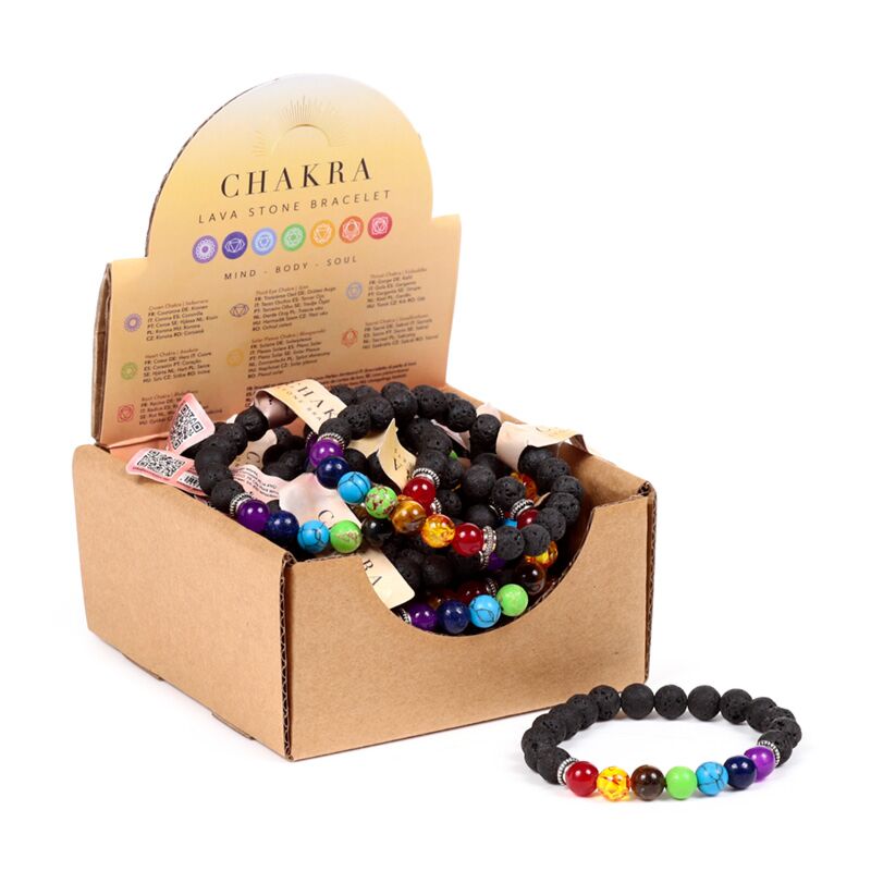 Chakra lava stone beads gemstone bracelet