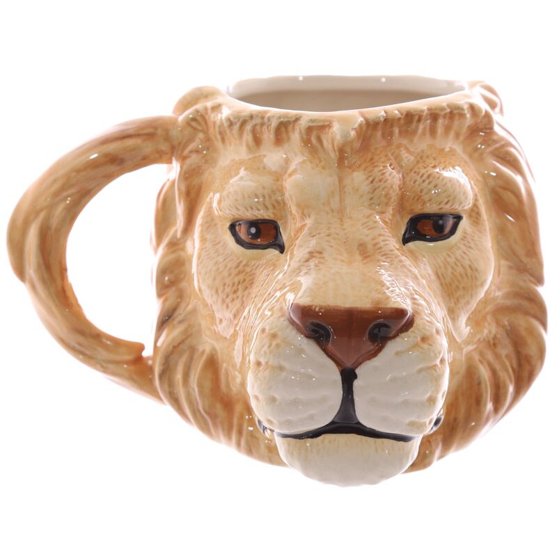 Lion shaped ceramic mug
