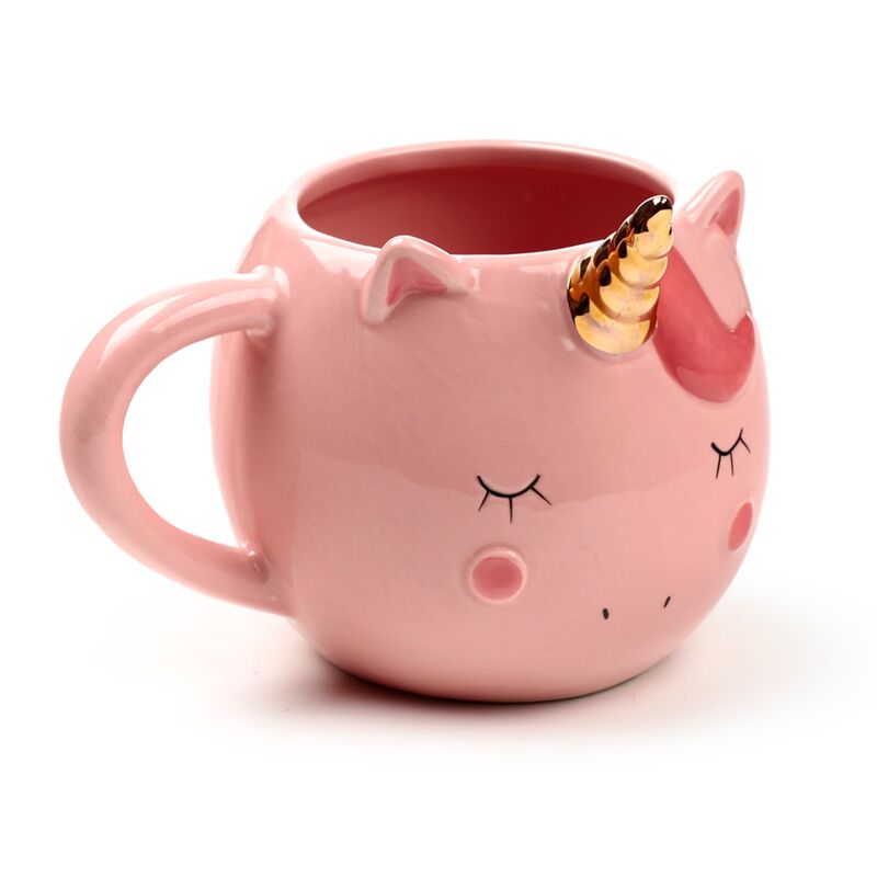 Rainbow unicorn-shaped ceramic mug