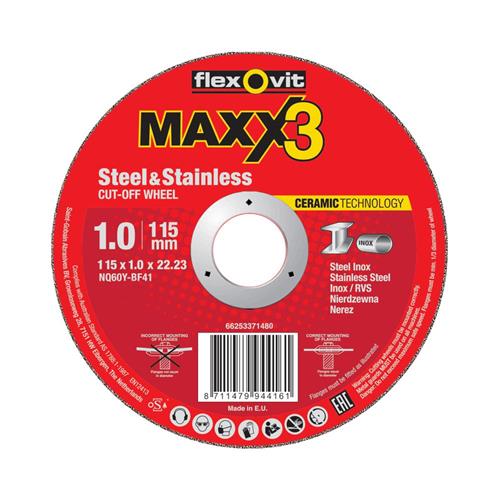 Flexovit dss maxx 3 acero inoxidable 125x1x22.23 nq60y t41 | 25 piezas