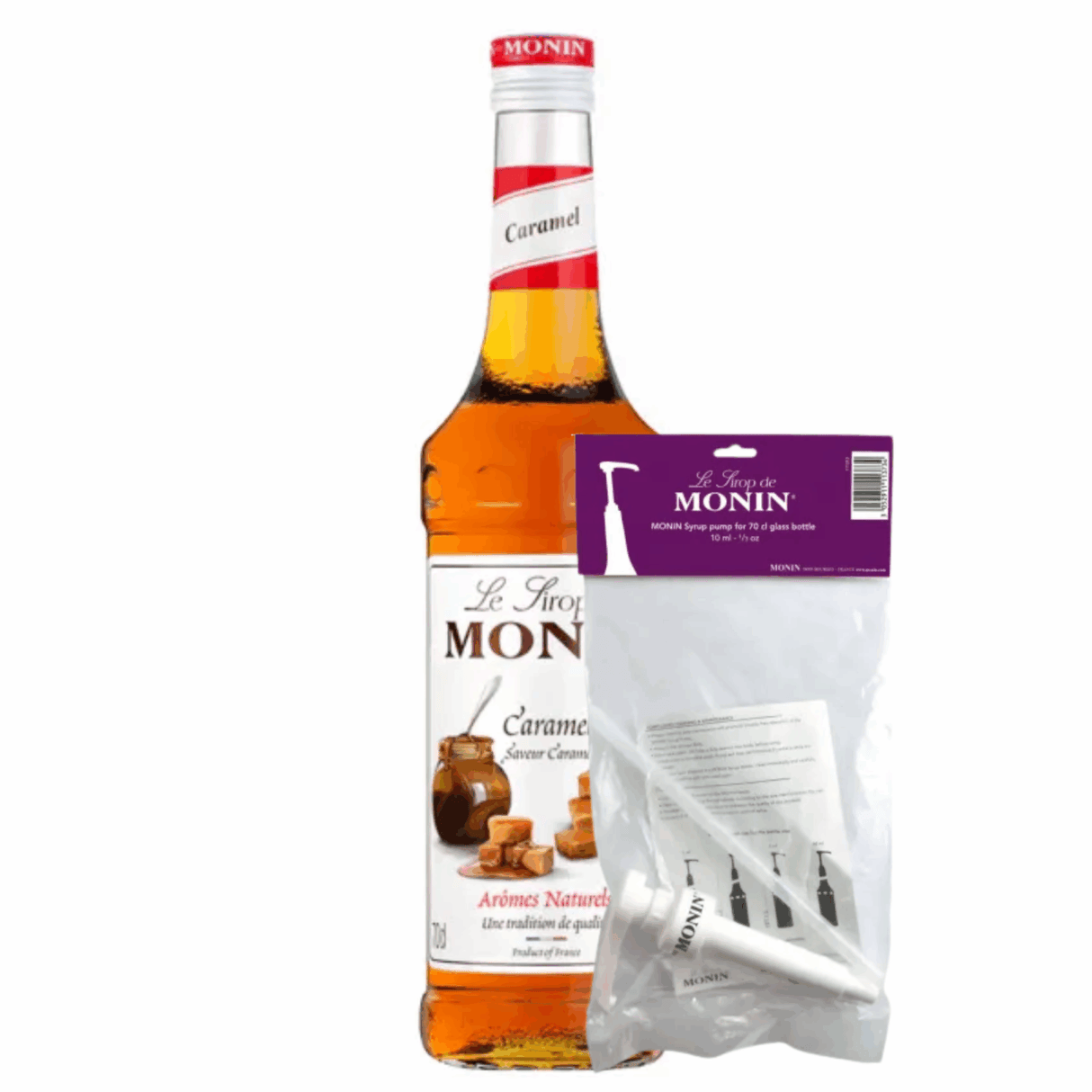 Monin sirup karamel (70 cl) + pumpe (10 ml)