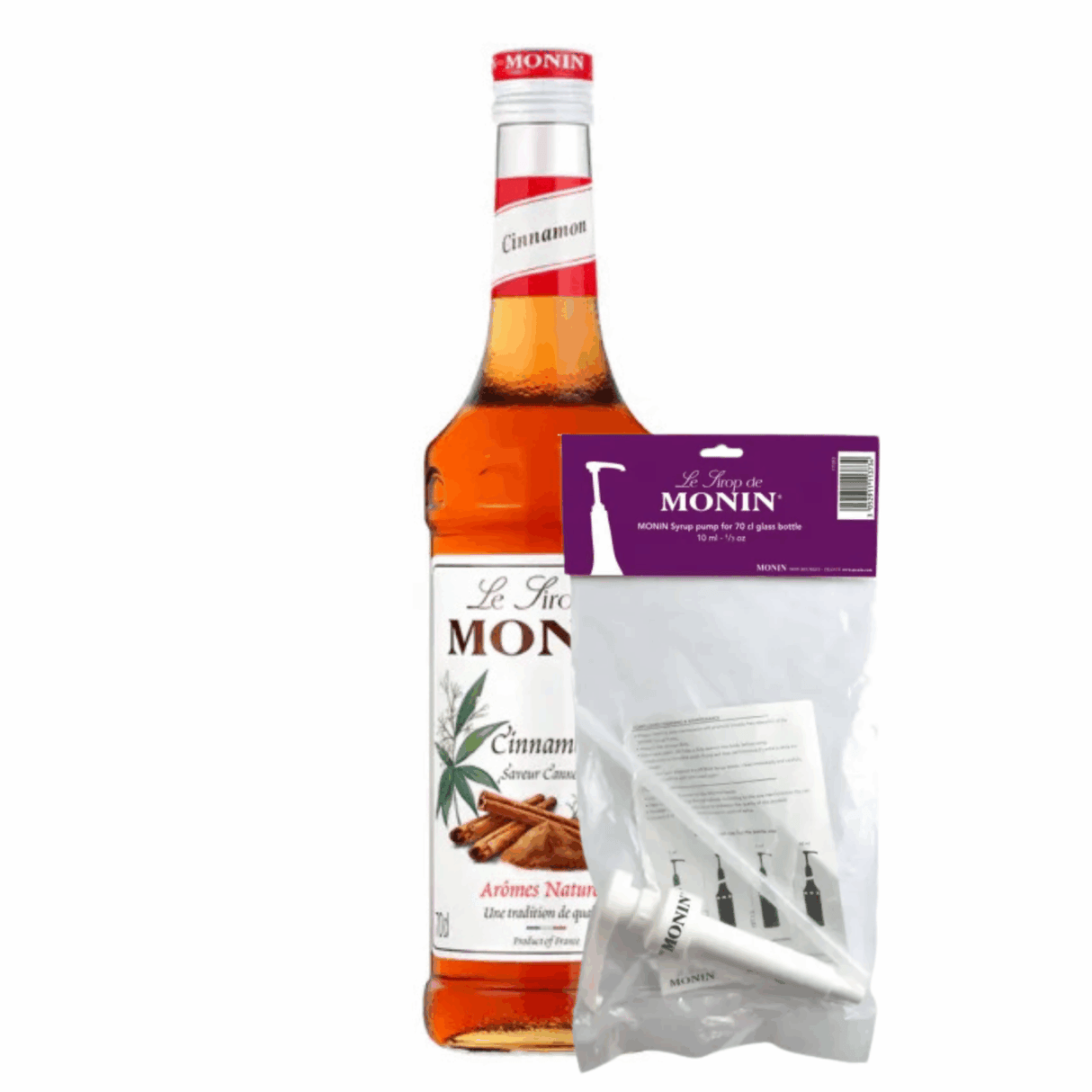 Sirope Monin canela (70 cl) + bomba de sirope (10ml)