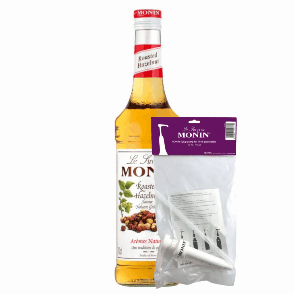 Monin syrup roasted hazelnut (70 cl) + syrup pump (10ml)