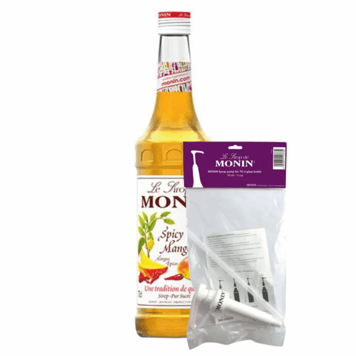 Monin sirup pikantni mango (70 cl) + črpalka za sirup (10 ml)