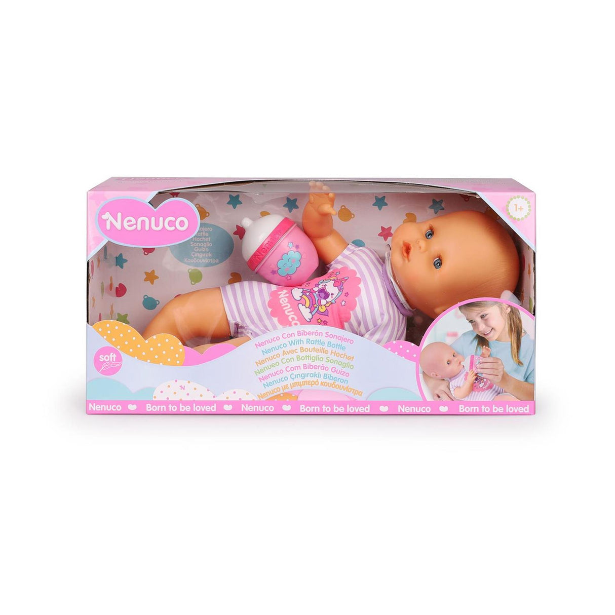 Famosa Nenuco Babypuppe mit zartviolettem Körper, ca. 32 cm groß