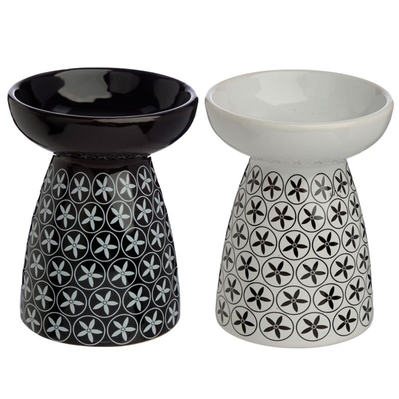 Keramický horák na vonný olej a vosk s kvetinovým vzorom
