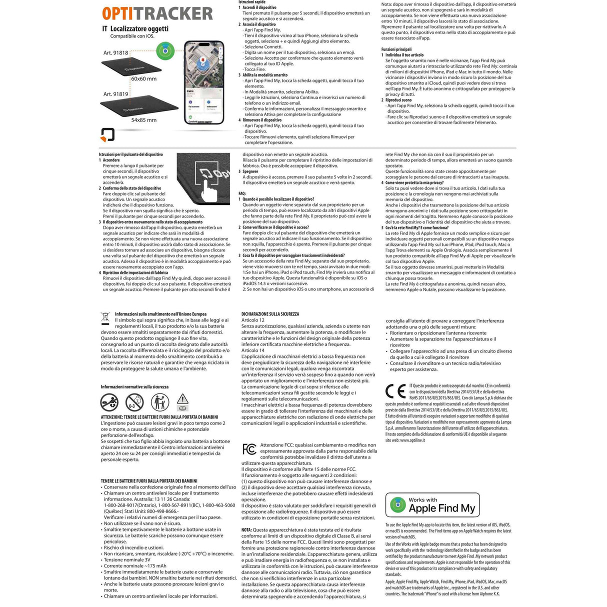 Optiline tracker compact, ultra-thin adhesive locator
