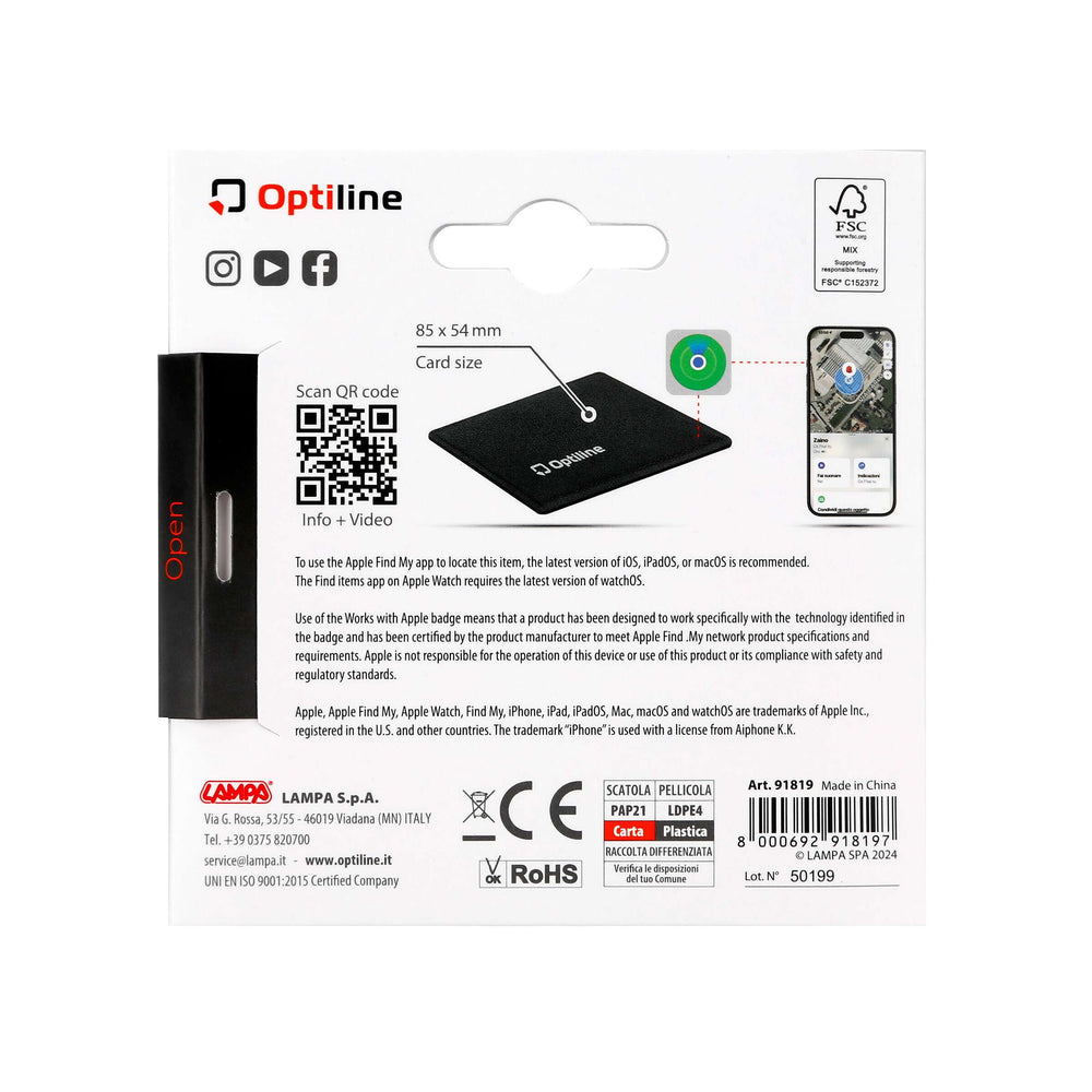Optiline Tracker Flex, Localizador de adhesivos plegables ultra delgados