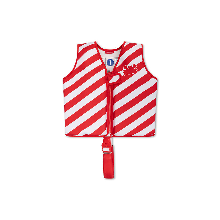 Crabby | red and white striped life jacket 1-2 years