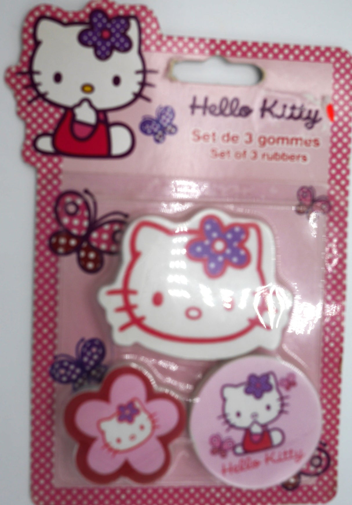 Van der Doelen Hello Kitty erasers on blister, 3 pieces