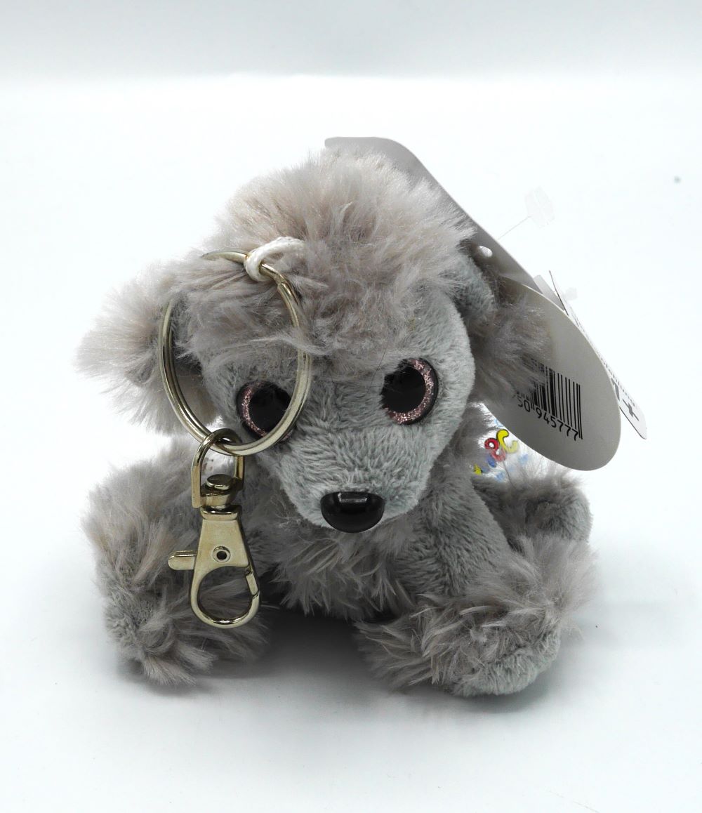 Keyring with plush dog 9 cm high