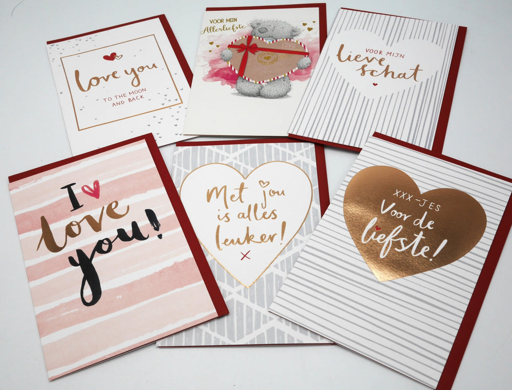 6 Valentine's Day cards set of 6 different love cards