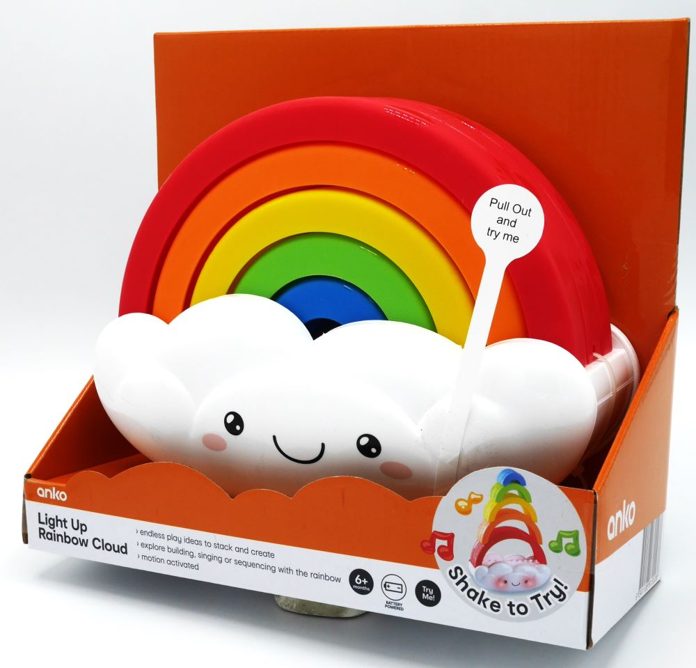 Playgo - nuvola arcobaleno di luci e suoni con una pila di archi