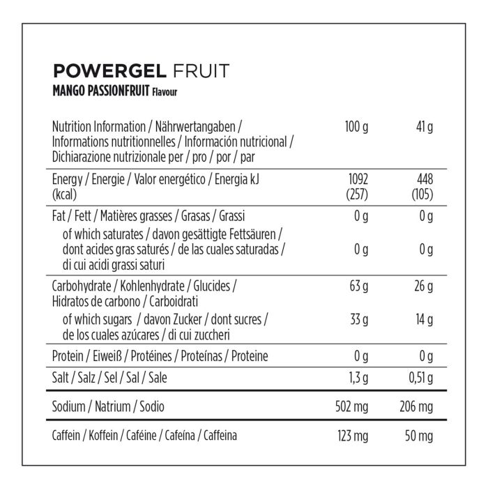 Powerbar powergel fruit (24 x 41gr) - mango-passion fruit (caffeine)