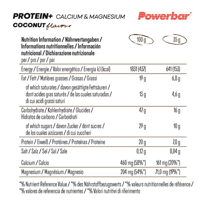 Powerbar protéine+ calcium magnésium (30 x 35gr) - noix de coco
