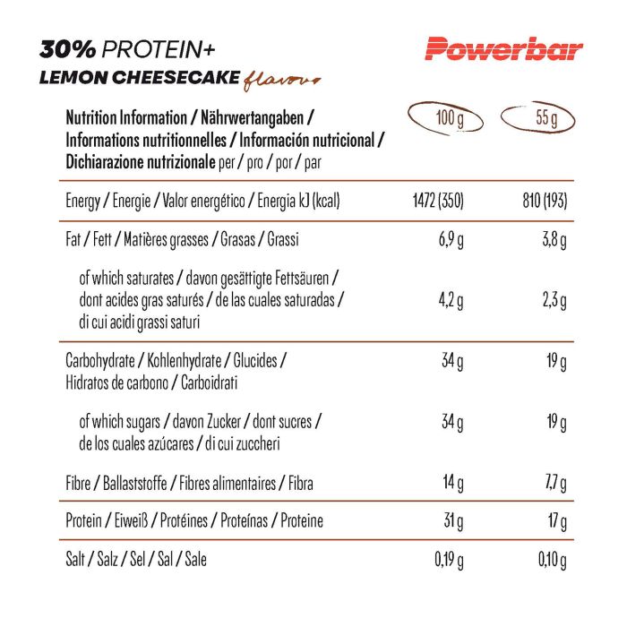 Powerbar 30% protein+ (15 x 55gr) - lemon cheesecake