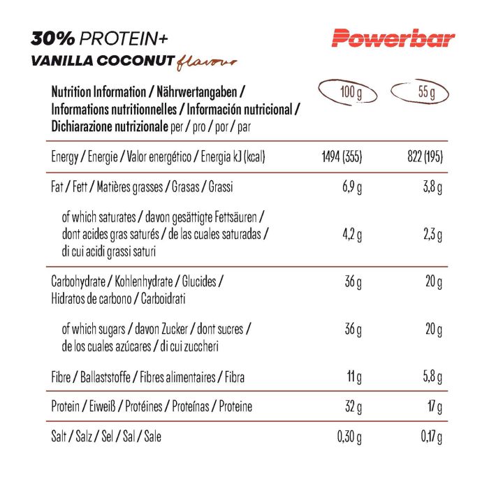 Powerbar 30% protein+ (15 x 55gr) - vanilla-coconut