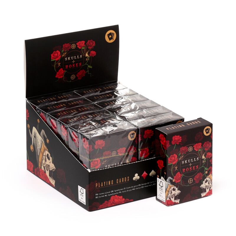 Jeu de cartes à jouer avec des roses et des crânes