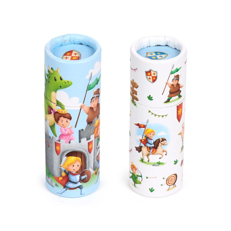 Tube à dessin chevaliers dragon 12 crayons de couleur