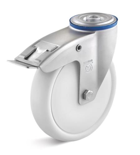 Torwegge zwenkwiel m rem polypropyleen ø125 kunststof boutbevestiging