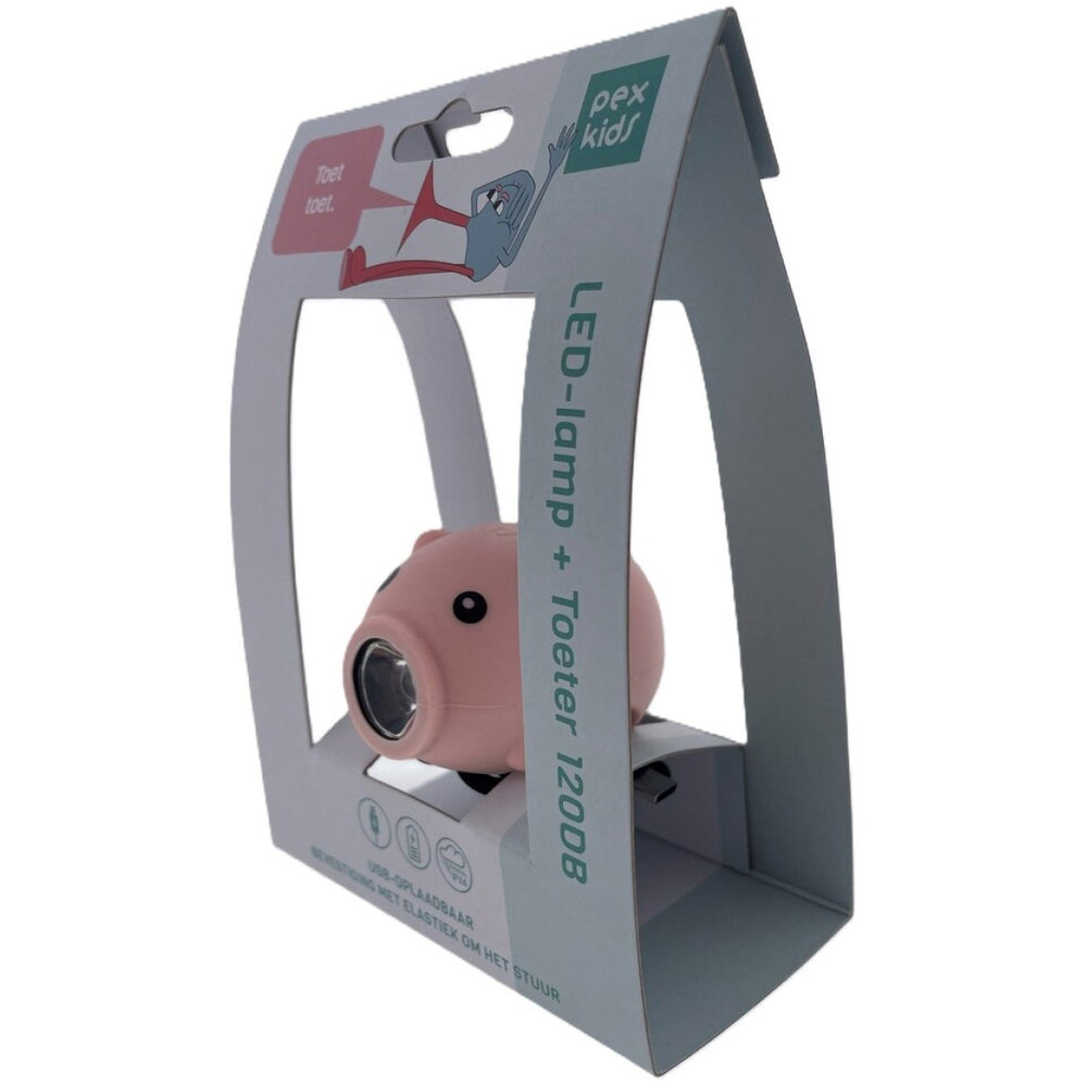 Pexkids bicycle horn pig with LED lamp USB pink