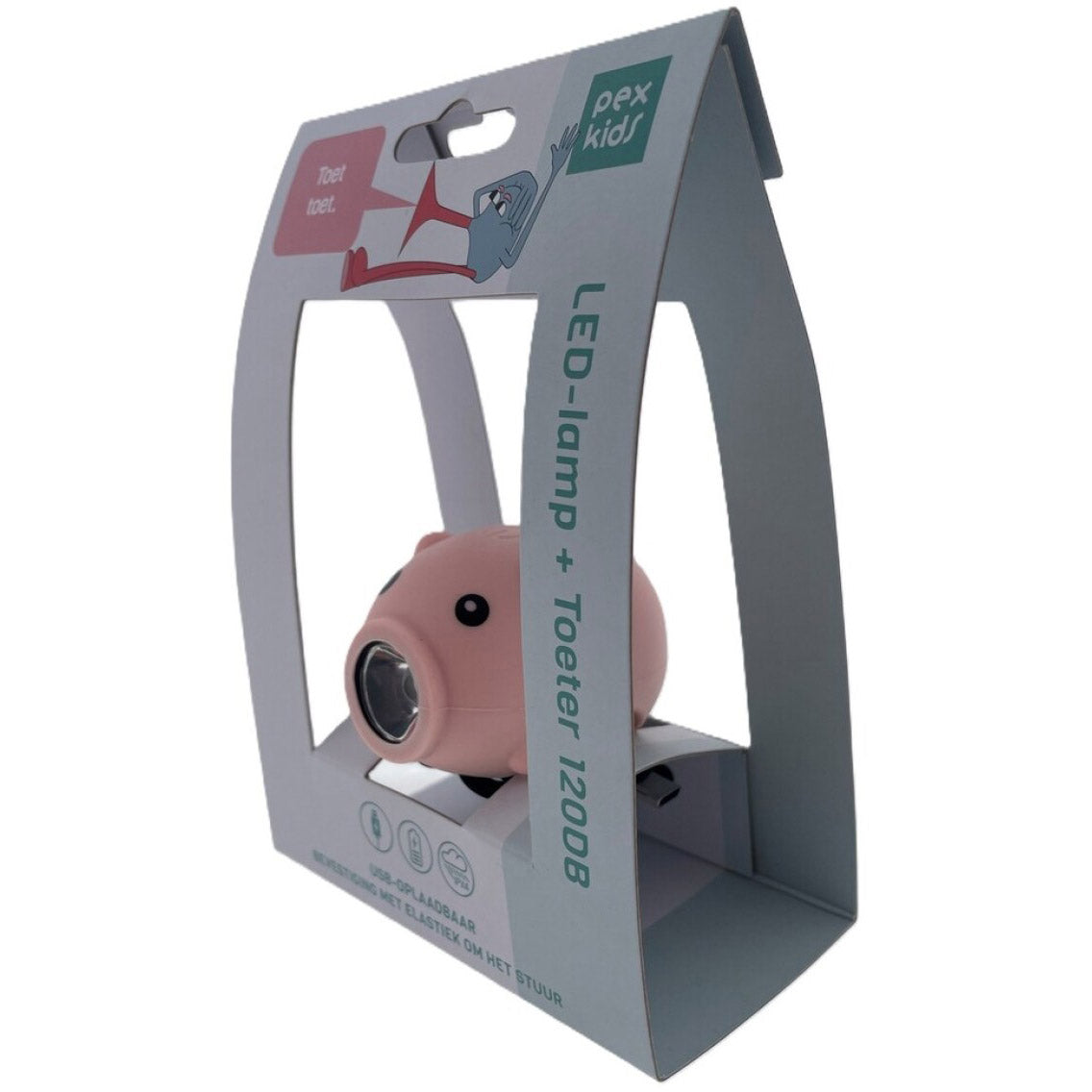 Pexkids bicycle horn pig with LED lamp USB pink