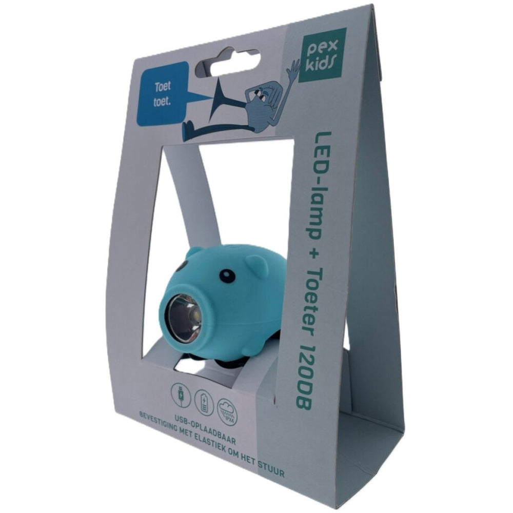 Pexkids bicycle horn pig with LED lamp USB blue