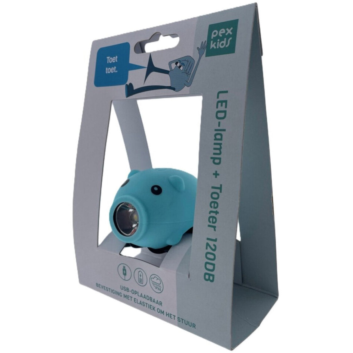Pexkids bicycle horn pig with LED lamp USB blue