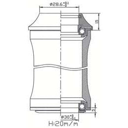 Tecora Ball Head SS44 28,6 ZS44 30 1,1 8 ”Czarny