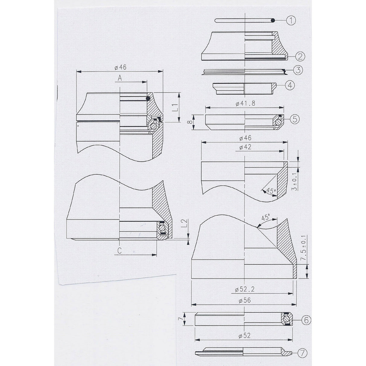 Tecora e headset ahead1 1 8 1 1 2 inch integrated 45-45 black