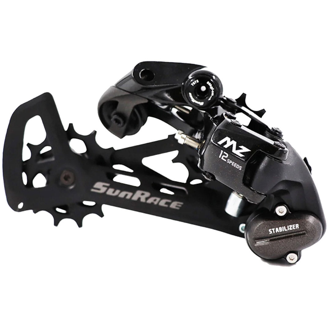 Sunrace achterderailleur 12v medium kooi direct zwart