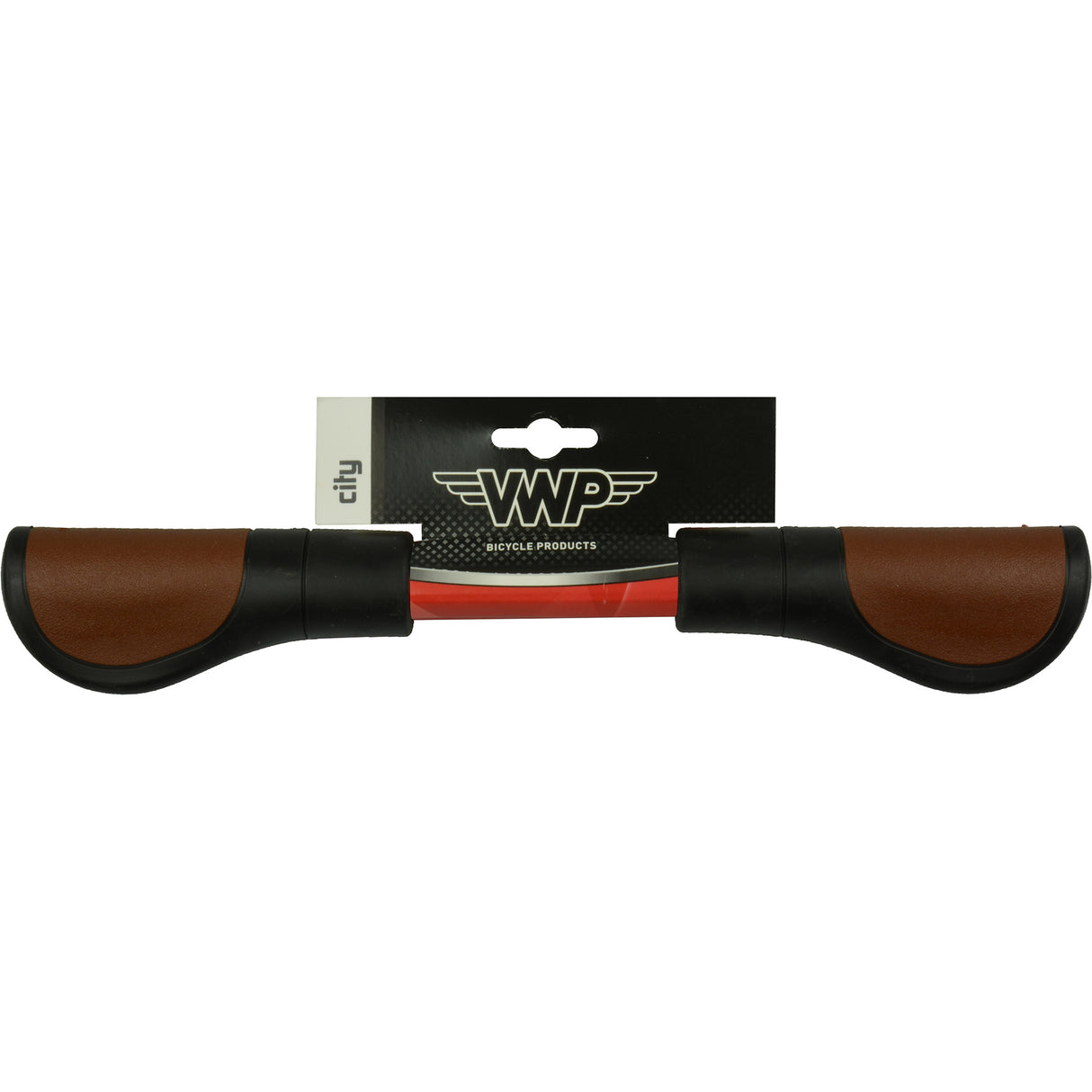 VWP gripy na bicykel - koža, 11,5 cm, čierna hnedá