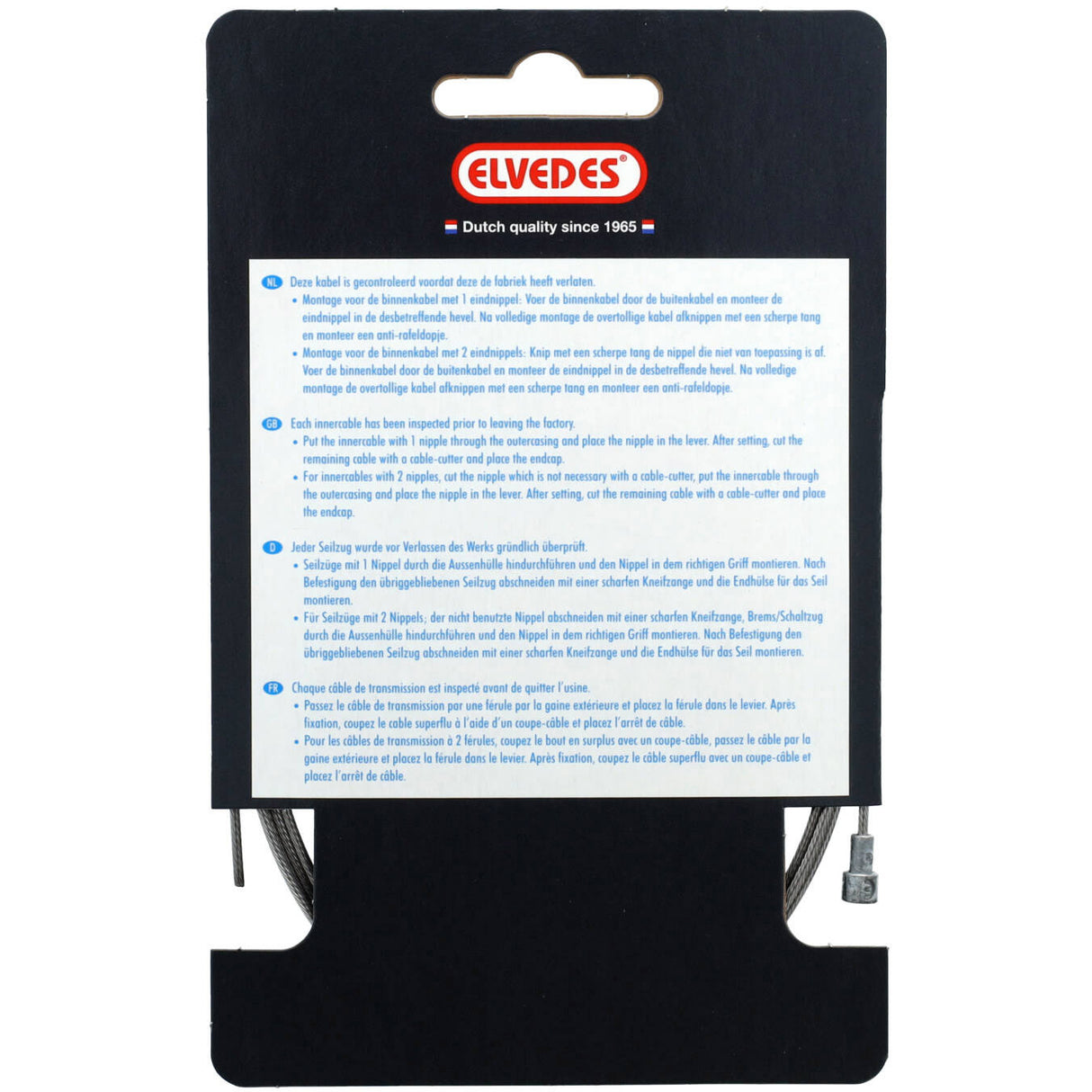 Elvedes brake inner cable 2000mm stainless steel slick ø1.5mm v-nipple