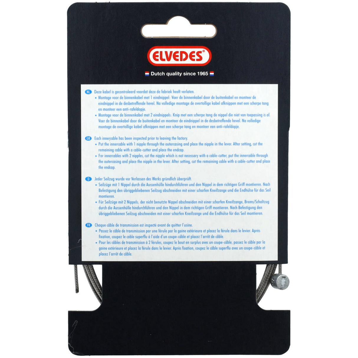 Elvedes brake inner cable 2000mm stainless steel slick ø1.5mm T-nipple