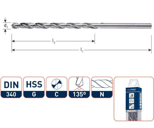 Rotec spiraalboor din340n 8.6mm lang