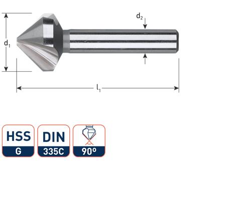 Rotec forsænket fræser 90°. 3-skærer 8,3 mm