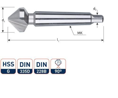 Rotec forsænket fræser 90°. 3-skærer 40mm mk3