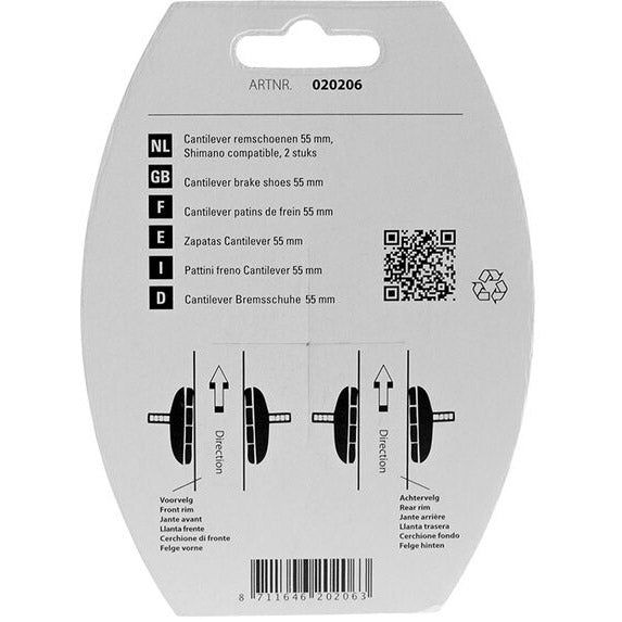 Simson Brake Shoe Cantilever 55 mm par set sur carte