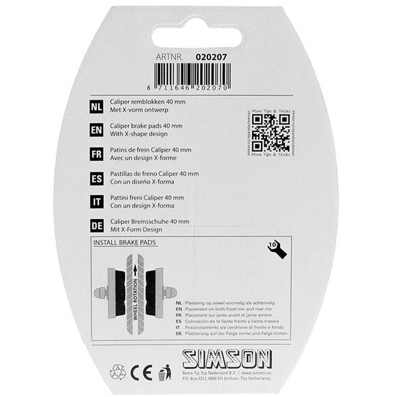 Pinça de sapato de freio Simson 40 mm por conjunto no mapa