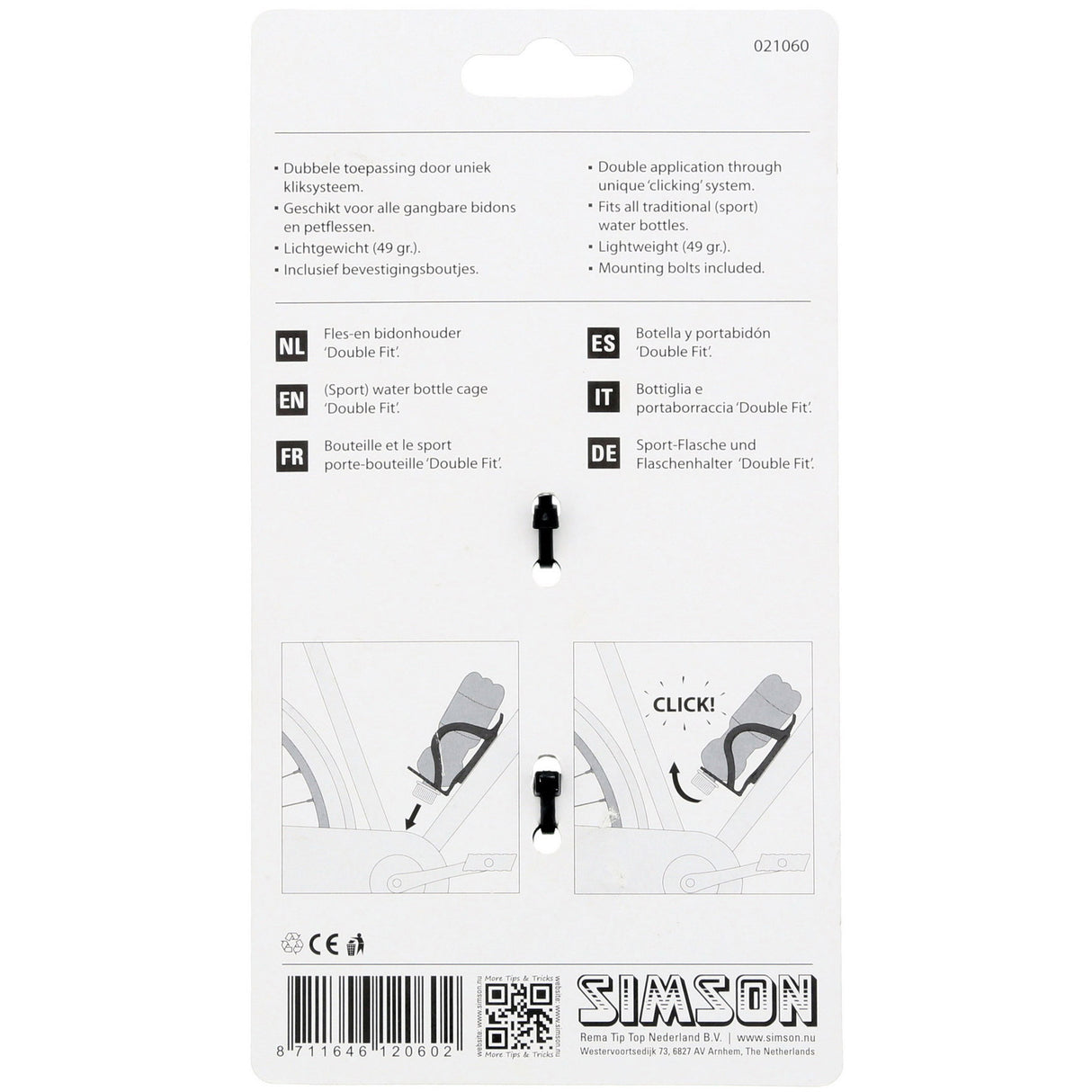 Simson Bidone Holder Double Fit Bidon Bottle Bloss Black Carte