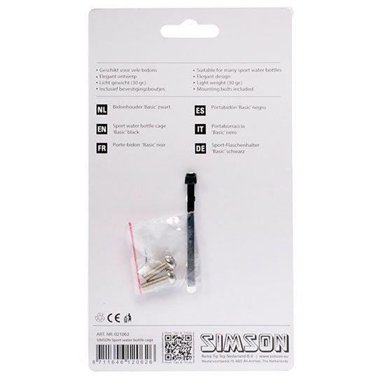 Simson Water Bottle Holder Basic Gloss Black on Card