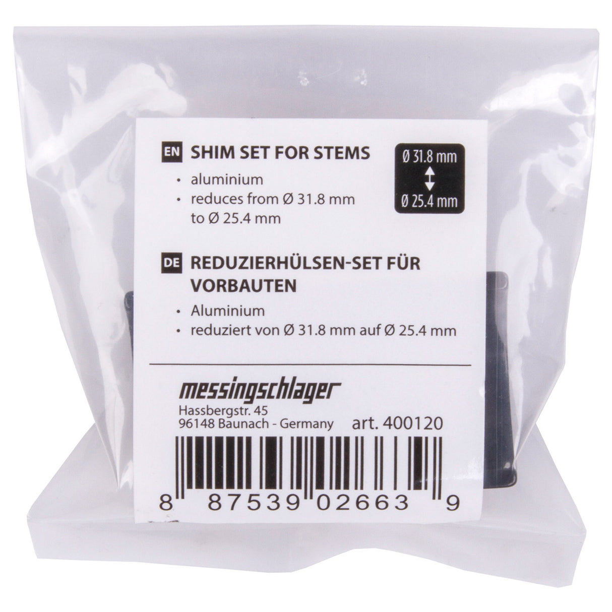 M-bølgefyllingssett Styret 25,4 mm til 31,8 mm svart