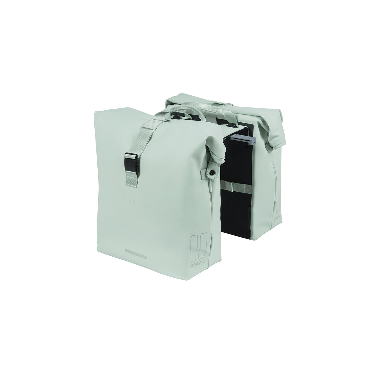 Basil Soho s dvojitým kola na kole Nordlicht Mik Pastel Groen, vodotěsný, 41L, LED osvětlení