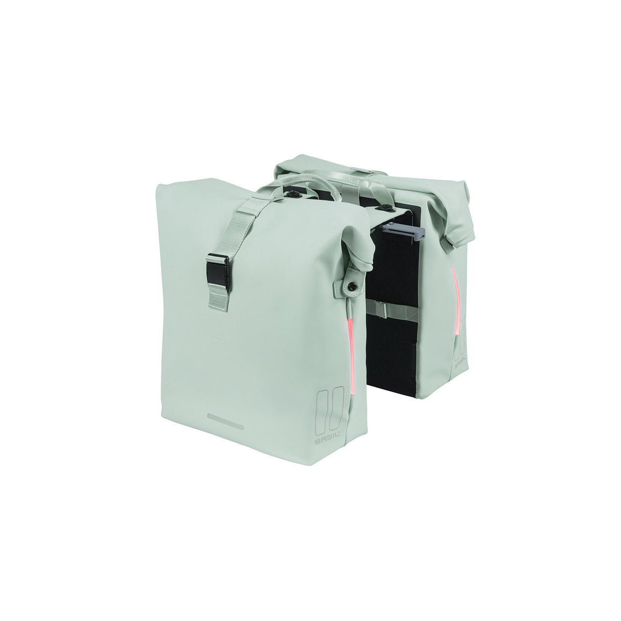 Basil Soho s dvojitým kola na kole Nordlicht Mik Pastel Groen, vodotěsný, 41L, LED osvětlení