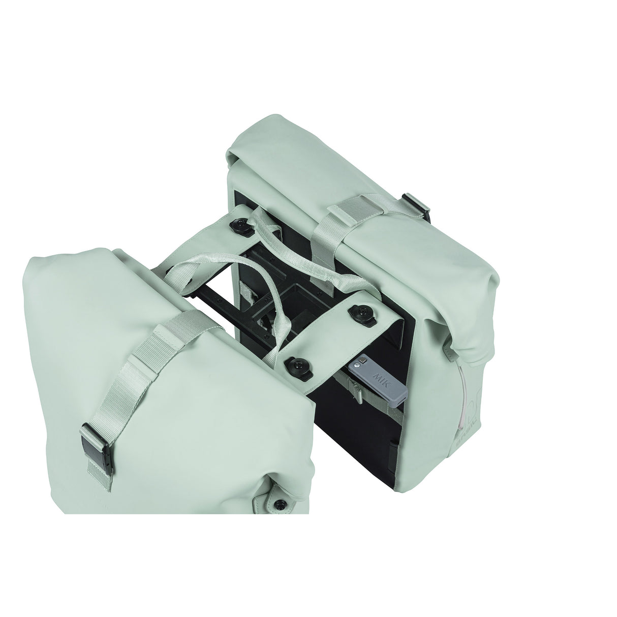 Basil Soho s dvojitým kola na kole Nordlicht Mik Pastel Groen, vodotěsný, 41L, LED osvětlení