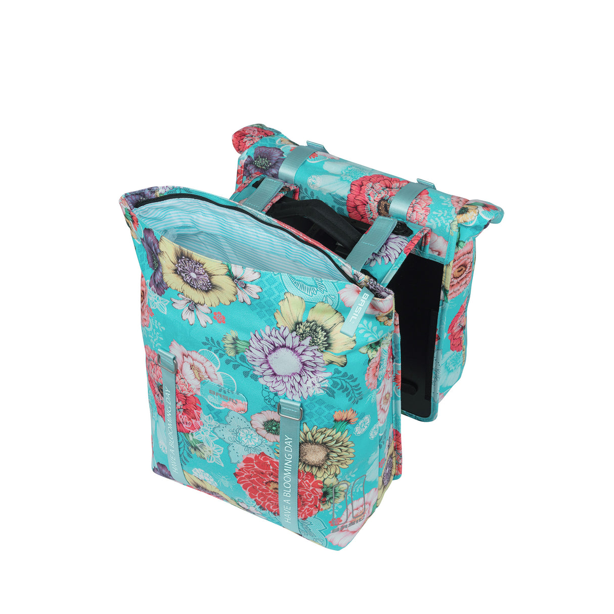 Boba de bicicleta doble Basil Bloom Field, impermeable, azul cielo, 35L